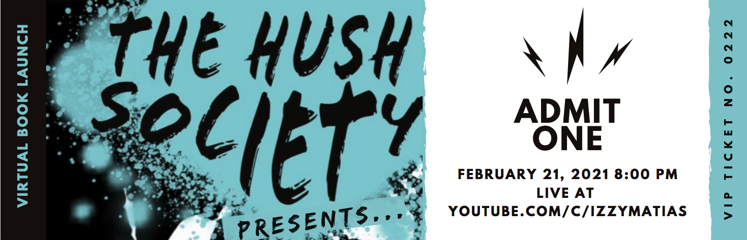 the hush society book launch event concert ticket invite
