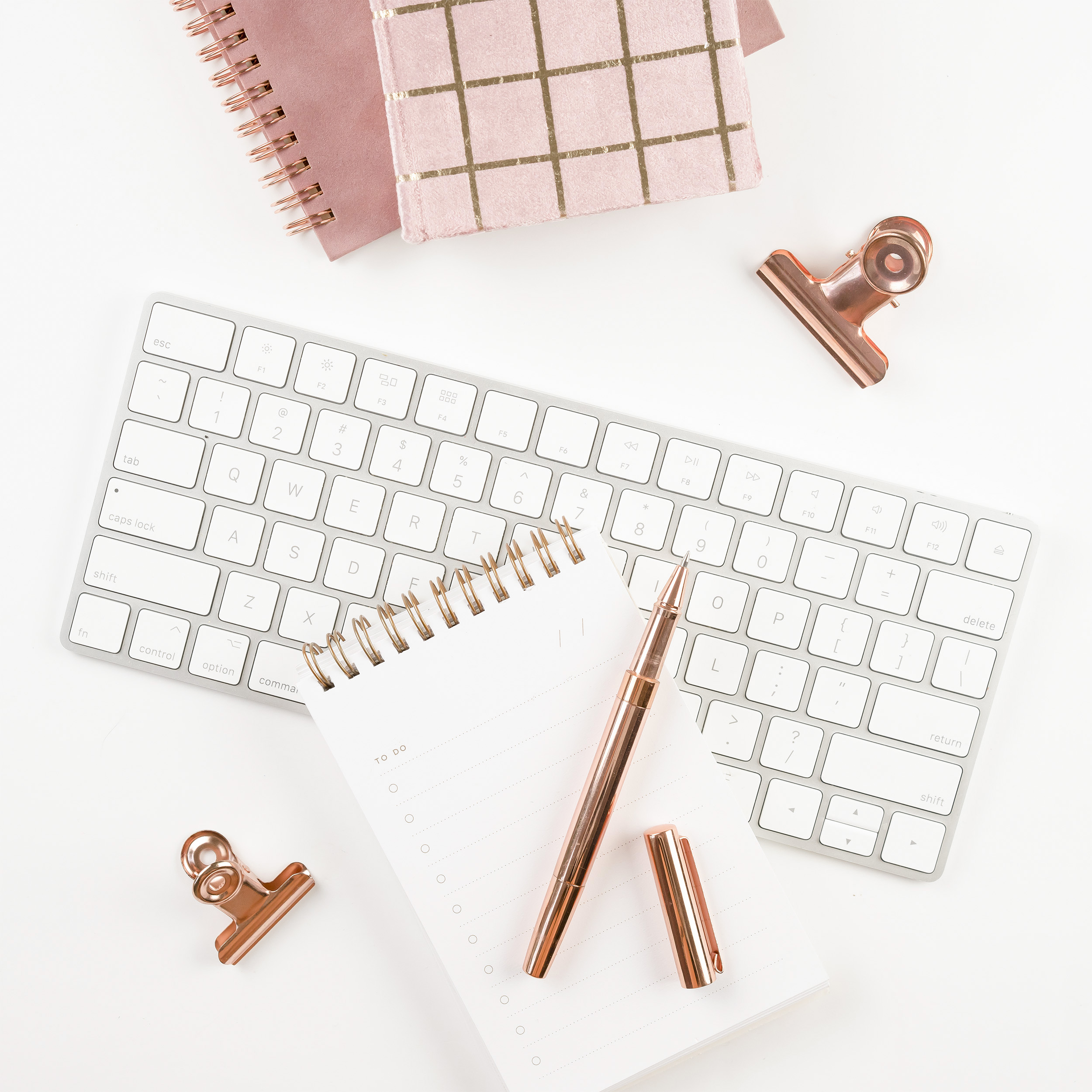 keyboard with notepad and pen